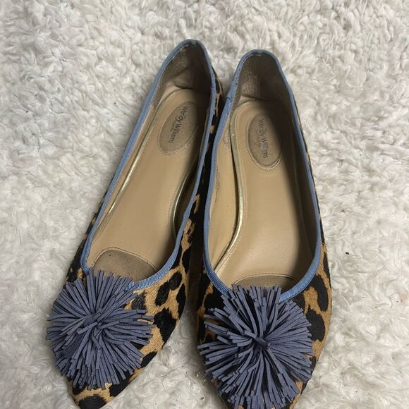 Wendy Williams leather calf hair Leopard Print Flats with Blue trim SZ10W - Picture 4 of 11